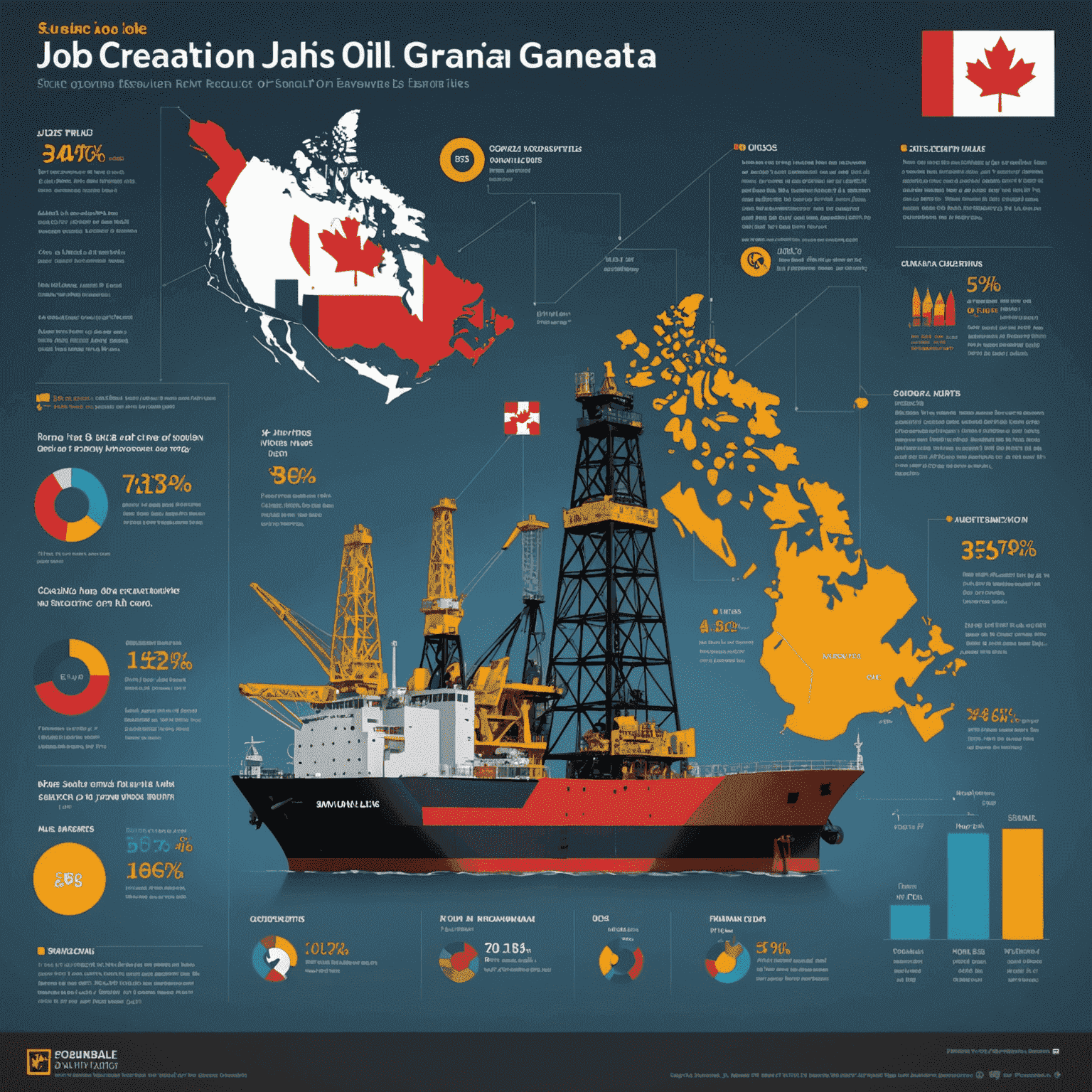 Infographic showing job creation and revenue generation from Canada's oil industry